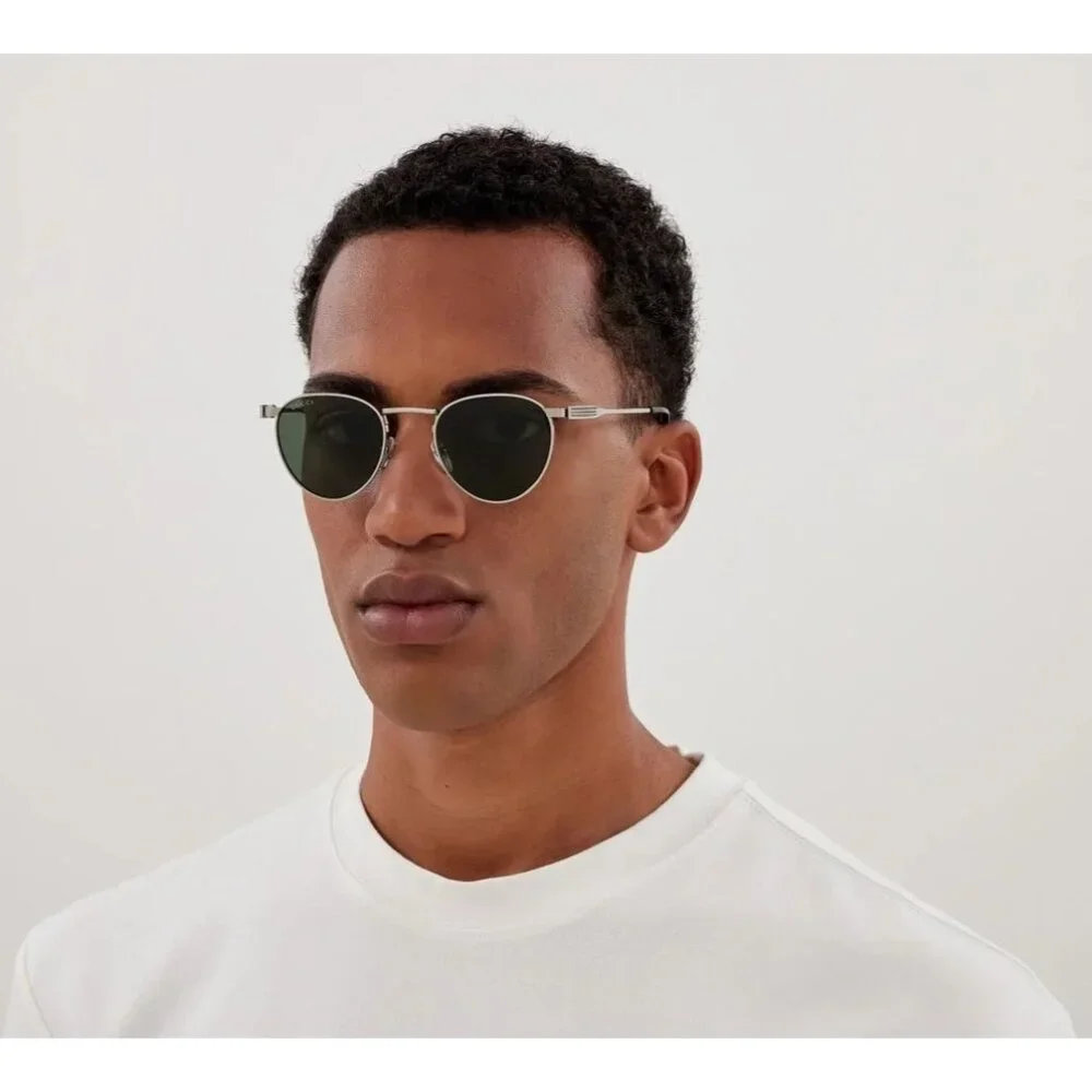 NEW GUCCI SUNGLASSES SILVER GREEN MEN EYEWEAR GUCCI - Picture 3 of 4